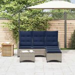 vidaXL Salon de jardin 3 Pièces avec coussins forme L gris résine tressée