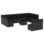 vidaXL Salon de jardin avec coussins 13 Pièces noir résine tressée