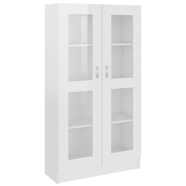 vidaXL Armoire vitrine Blanc brillant 82 5x30 5x150 cm Bois ingénierie