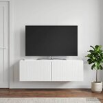 vidaXL Meuble TV mural Montage mural Blanc brillant 98 x 31 x 30 cm