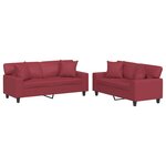 vidaXL Ensemble de canapés 2 Pièces et coussins rouge bordeaux similicuir