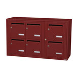 Bloc collectif Leabox 3x2 grade 3 simple face intérieur fixation murale rouge brun ral 3011 finition brillante