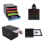 Exacompta Set de tiroirs de bureau Big-Box Black Office 4 tiroirs Noir