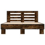 vidaXL Cadre de lit chêne fumé 120x200 cm bois d'ingénierie et métal