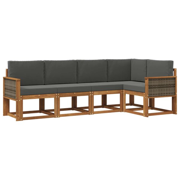 vidaXL Ensemble de canapés d'extérieur 5 pc Naturel et Anthracite