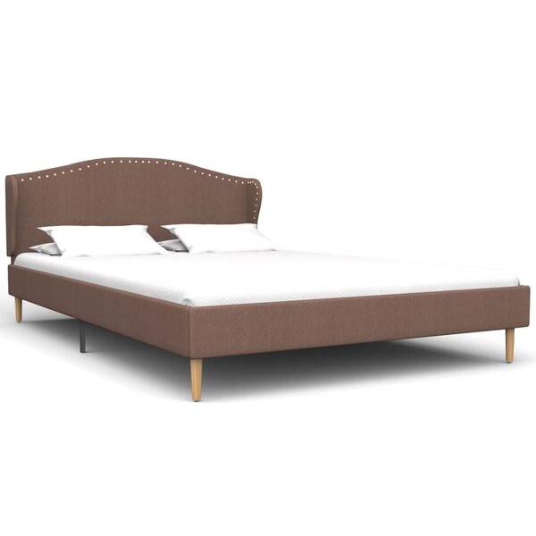 vidaXL Cadre de lit Marron Tissu 135x190 cm
