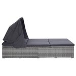vidaXL Transat à 2 places avec coussin Résine tressée Gris