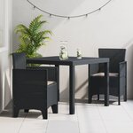 vidaXL Ensemble de salle à manger de jardin de 3 pièces avec coussins Anthracite Poly Rattan