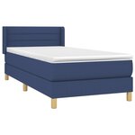 vidaXL Sommier à lattes de lit avec matelas Bleu 100x200 cm Tissu