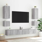 vidaXL Meuble TV mural avec lumières LED sonoma gris 100x35x31 cm