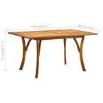 vidaXL Table de jardin 150x90x75 cm Bois d'acacia solide