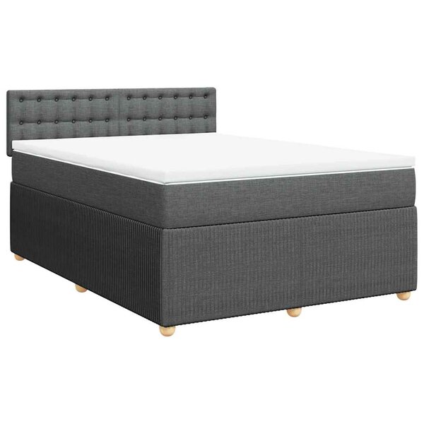 vidaXL Sommier à lattes de lit avec matelas Gris foncé 140x200cm Tissu