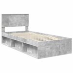 vidaXL Cadre de lit avec tête de lit Béton 90 x 200 cm Pin massif