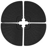 vidaXL Socle de parasol en forme d'éventail 4 Pièces Noir