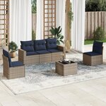 vidaXL Salon de jardin 6 Pièces avec coussins gris résine tressée