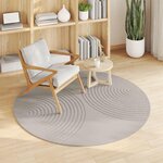 vidaXL Tapis de surface Rond HUARTE Crème Ø 120 CM Polyester