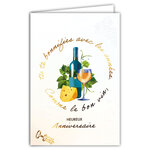 69-3134 Carte Anniversaire Vin pour Homme Femme Tu te bonifies avec les Années Peinture Aquarelle - Finitions Dorure Or Doré + Gaufrage en Relief +1 Enveloppe Format 12x17cm - Fabriqué en Europe