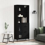 vidaXL Buffet haut Noir 69 5x34x180 cm Bois d'ingénierie