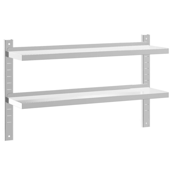 vidaXL Étagère murale 2 niveaux 100x23 5x60cm argenté acier inoxydable