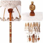 vidaXL Parasol balinais 260 2 Pièces Crème Coton et bois massif