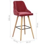 vidaXL Tabourets de bar lot de 2 rouge bordeaux velours