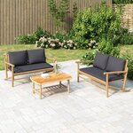 vidaXL Banc de jardin avec coussins gris foncé bambou