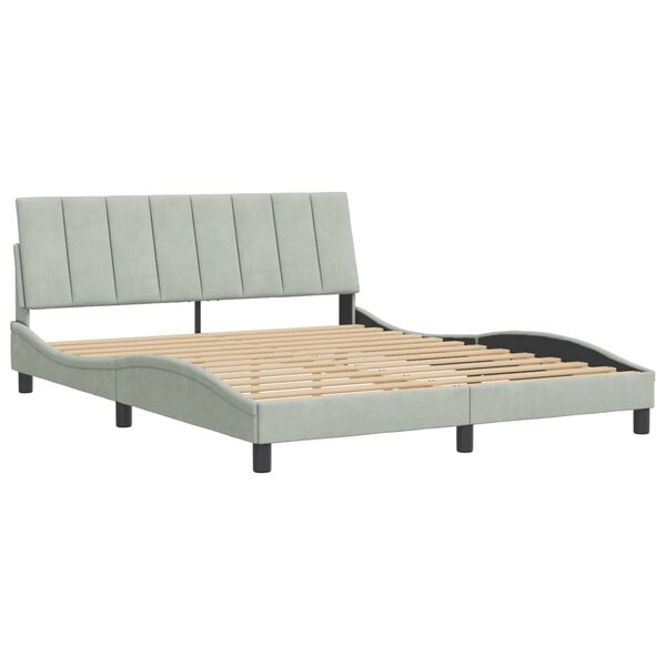 vidaXL Cadre de lit avec tête de lit Gris clair 160x200 cm Velours