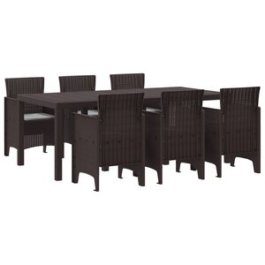 vidaXL Ensemble de Salle à Manger de Jardin 7 Pièces avec Coussins Marron en Rattan