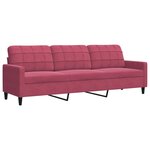 vidaXL Canapé à 3 places Rouge bordeaux 210 cm Velours
