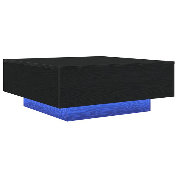 Table basse vidaXL avec lumières LED Chêne noir 80x80x31 cm