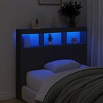 vidaXL Armoire tête de lit avec LED noir 120x17x102 cm