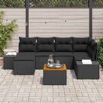vidaXL Ensemble de canapé de jardin 7 Pièces Noir