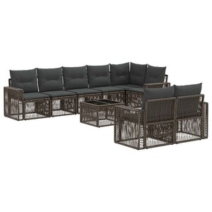 vidaXL Ensemble de canapé de jardin 9 Pièces Gris et Gris foncé polyrotin