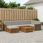 vidaXL Ensemble de canapés d'extérieur 7 Pièces Naturel et gris clair