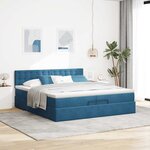 vidaXL Cadre de lit ottoman avec matelas bleu foncé 200x200 cm velours