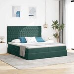 vidaXL Lit de rangement LED avec matelas Vert foncé 200 x 200 cm