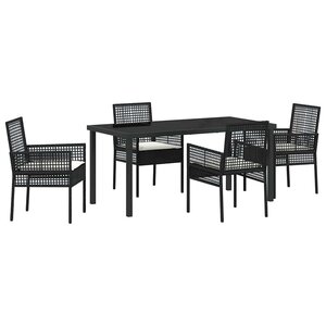 vidaXL Ensemble de salle à manger pour jardin 5 Pièces Noir polyrotin