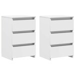 vidaXL Tables de chevet 2 Pièces Blanc brillant 40x35x62 5 cm Aggloméré