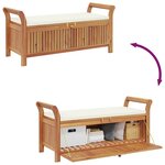 vidaXL Banc de rangement de jardin avec coussin 126 cm Bois d'acacia