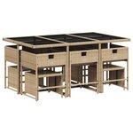 vidaXL Ensemble à manger de jardin et coussins 11 Pièces mélange beige