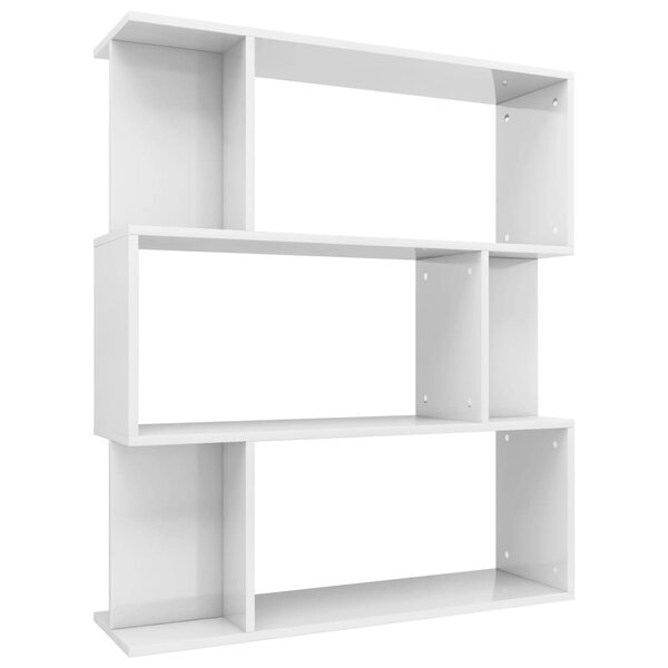vidaXL Bibliothèque/Séparateur de pièce Blanc brillant 80x24x96 cm