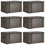 vidaXL Boîte de rangement avec fenêtre latérale transparente 6 pc Gris