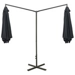 vidaXL Parasol double avec mât en acier Anthracite 600 cm