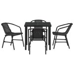 vidaXL Ensemble de salle à manger pour jardin 5 Pièces Noir Poly rotin