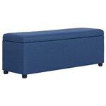 Banquette pouf tabouret meuble banc avec compartiment de rangement 116 cm bleu polyester 3002070