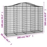 vidaXL Paniers à gabions arqués 20 Pièces 200x50x140/160 cm Fer galvanisé