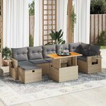 vidaXL Salon de jardin avec coussins 5 Pièces beige résine tressée acacia