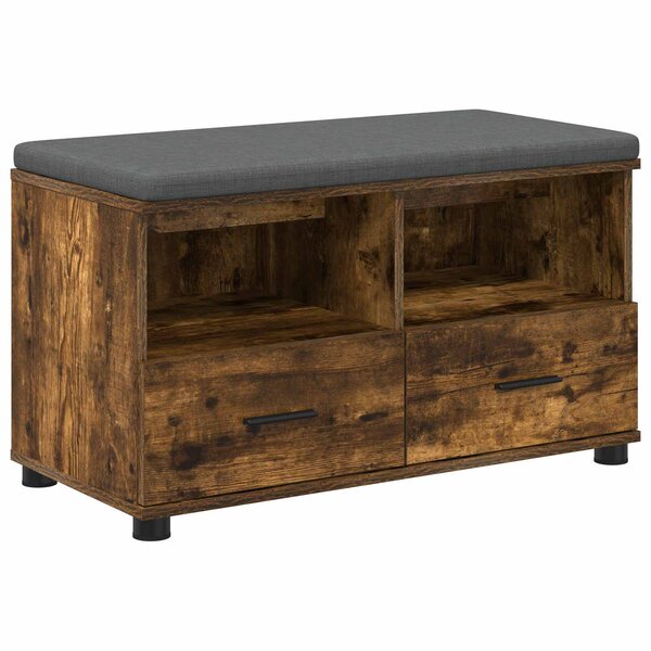 vidaXL Banc d'entrée avec coussin Chêne fumé 80 x 38 x 46 cm