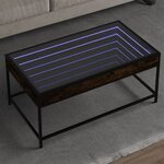 vidaXL Table basse avec LED infini chêne fumé 90x50x41 cm