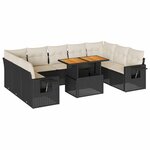 vidaXL Salon de jardin 10 Pièces avec coussins noir résine tressée